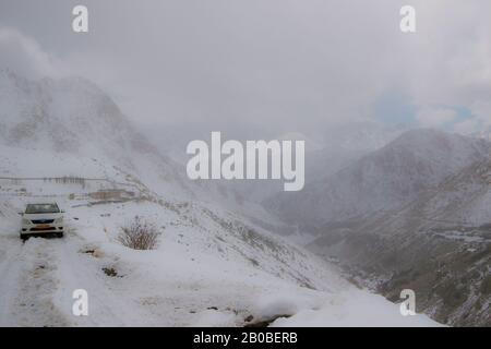 Expédition touristique à la recherche de neige léopard dans la vallée d'Ulley. Ladakh. Himalaya. Inde Banque D'Images
