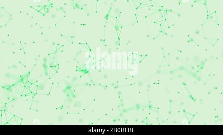 Arrière-plan numérique vert abstrait avec particules cybernétiques, arrière-plan géométrique avec cellules triangulaires. Polygones numériques verts sur fond clair. Mouvement des lignes connectées au plexus Banque D'Images