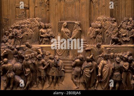 ITALIE, FLORENCE, CATHÉDRALE DE SANTA MARIA DEL FIORE (DUOMO), BAPTISTÈRE, PORTE DU PARADIS, SALOMON Banque D'Images