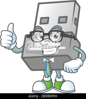 Adaptateur sans fil USB réussi Homme D'Affaires portant des lunettes Illustration de Vecteur