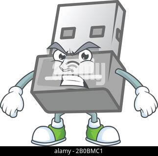 Caractère de dessin animé de l'adaptateur sans fil USB avec face en colère Illustration de Vecteur