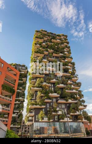 Bosco Verticale ou tours résidentielles à la forêt verticale, architecte Boeri, quartier de Porta Nuova, Milan, Lombardie, Italie Banque D'Images