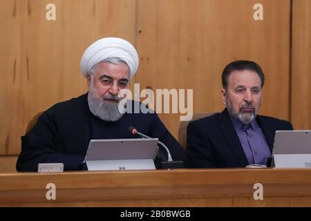 Téhéran, Iran. 19 février 2020. Le président iranien HASSAN ROUHANI prononce ses remarques sur les sanctions américaines après la réunion du conseil des ministres à Téhéran, en Iran, le 19 février 2020. Crédit : Présidence Iranienne/Zuma Wire/Alay Live News Banque D'Images