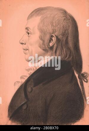 Charles Balthazar Julien Fevret de Saint-Mémin, Portrait de l'honorable Silas Lee, CA. 1799, graphite, craie blanche et charbon de bois sur papier rose, 21 1/2 po. x 15 po. (54,61 cm x 38,1 cm), Saint-Memin a émigré de Paris pour échapper à la Révolution française. Une fois à New York City, il s'est tourné vers l'art professionnellement dans l'espoir qu'il pourrait le soutenir. Avec peu de formation, il s'est installé sur la 'physionotrace', un processus par lequel le profil de taille de vie d'un sitter a été tracé mécaniquement avec un crayon. Avec une grande efficacité et des pouvoirs d'observation, Saint-Memin a réalisé un portrait en remplissant les prouesses Banque D'Images