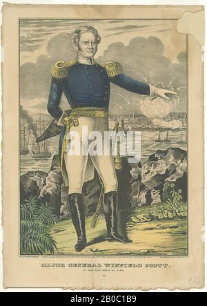 Artiste inconnu, partie d'une collection de gravures de guerre Mexico-américain, Major général Winfield Scott (À Vera Cruz le 25 mars 1847) #468, 1847, lithographie couleur sur papier, 14 1/16 po. X 10 po. (35,72 cm x 25,4 cm Banque D'Images