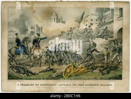 Artiste inconnu, partie d'une collection de gravures de guerre Mexico-américain, le Storming de Monterey-Attack sur le Palais de l'évêque #283, s.d., lithographie couleur sur papier, 10 po. X 14 po. (25,4 cm x 35,56 cm Banque D'Images