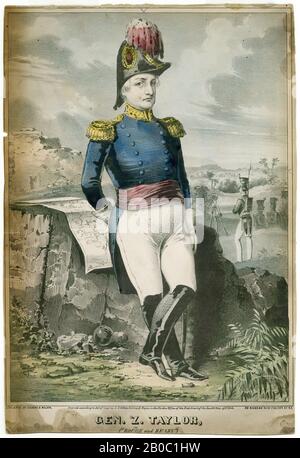 Artiste inconnu, partie d'une collection de gravures de guerre Mexico-américain, général Z. Taylor ('Rough and Ready'), 1846, lithographie de couleur sur papier, 12 15/16 po. X 8 13/16 po. (32,86 cm x 22,38 cm Banque D'Images