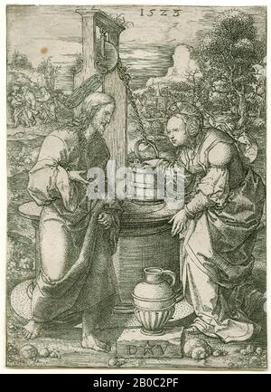 Dirk Vellert, Christ et la femme de Samarie, 1523, gravure sur papier, 4 5/16 po. X 3 1/8 po. (11 cm x 8 cm) Banque D'Images