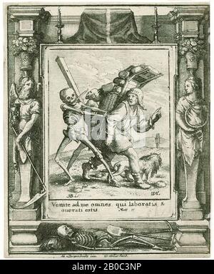 Venceslaus Hollar, mort et Peddler (De la série: La danse de la mort, après Hans Holbein le Jeune), 1651, gravure sur papier crème, 4 9/16 po. X 3 5/8 po. (11,59 cm x 9,21 cm Banque D'Images