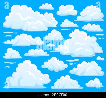 Symbole de nuage blanc pour l'arrière-plan de paysage nuageux. Symboles nuages de dessin animés définis pour le vecteur d'illustration du climat du ciel nuageux Illustration de Vecteur