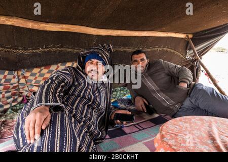 Maroc, autour de Taouz, campement de nomades Banque D'Images