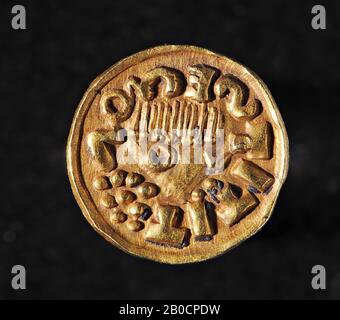 Pays-Bas Moyen âge, pièce de monnaie, trémissis, métal, or, Diam., 2,8 cm, vmeb 630-700 AD, Pays-Bas, Noord-Brabant, Bergeijk, Bergeijk, Fazantlaan Banque D'Images