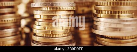 texture avec fond de pièces empilées, économies d'argent Banque D'Images