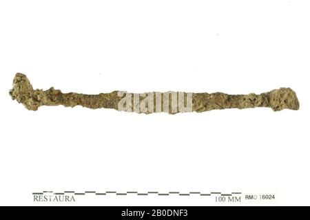 Pays-Bas Moyen âge, partie d'une spatule ou d'un outil, articulé, fer, 13,5 x 1,0 cm, x, Pays-Bas, Utrecht, Wijk bij Duurstede, Wijk bij Duurstede, Dorestad Banque D'Images