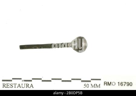 Pays-Bas Moyen âge, partie de pin, décoré, alliage de cuivre, 3,5 x 0,8 cm, x, Pays-Bas, Utrecht, Wijk bij Duurstede, Wijk bij Duurstede, Dorestad Banque D'Images