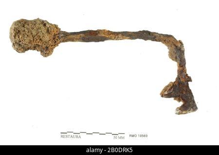 Pays-Bas Moyen âge, clé à crochet, fer, 13,0 x 2,8 cm, x, Pays-Bas, Utrecht, Wijk bij Duurstede, Wijk bij Duurstede, Dorestad Banque D'Images