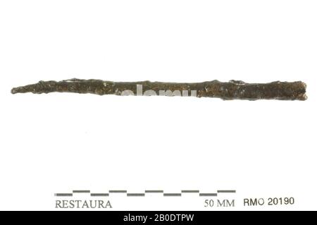 Pays-Bas Moyen âge, partie de pin, fer, 8,1 x 0,5 cm, x, Pays-Bas, Utrecht, Wijk bij Duurstede, Wijk bij Duurstede, Dorestad Banque D'Images
