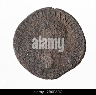 Pays-Bas période romaine, pièce de monnaie, frêne, Caligula, métal, cuivre, Diam., 27 mm, poids, 9,60 gr, roman 37-38, Pays-Bas, Utrecht, Bunnik, Vechten Banque D'Images