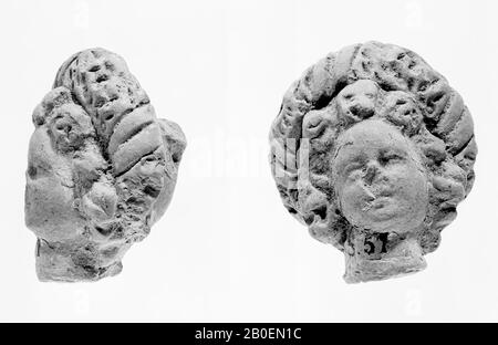 figurine, fragment, tête, poterie, terre cuite, 4 cm, hellénistique -120 Banque D'Images