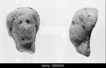 figurine, fragment, tête, faïence, terre cuite, 3 cm, hellénistique -330 Banque D'Images