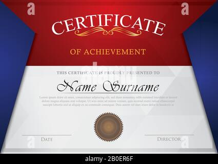 Certificat de combinaison de couleur rouge, grise et bleue Illustration de Vecteur