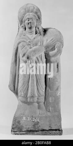 Joueur de tambourine, debout, statue votive, terre cuite, 19 cm, Période gréco-romaine, époque impériale romaine, Egypte Banque D'Images