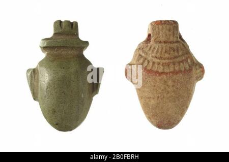 Vase coeur, amulet, objet, pierre (vert), 2,3 cm, Egypte Banque D'Images