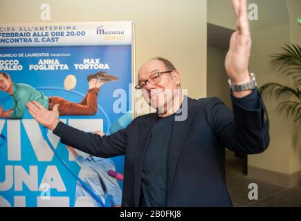 Turin, Italie, 3 février 2020: Une belle expression de Carlo Verdone lors de la conférence de presse pour la présentation du film 'si vive una volta sola' Banque D'Images