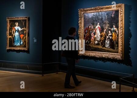 Londres, Royaume-Uni. 20 Février 2020. Portrait d'une fille avec un cerf, 1671, et Portrait d'une famille inconnue, 1670-75 - Nicoles Maes: Maître néerlandais de l'âge d'or une nouvelle exposition à la Galerie nationale. Crédit: Guy Bell/Alay Live News Banque D'Images