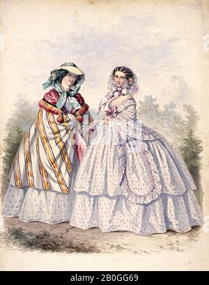 Jules David, Français, 1808-1892, Fashion Drawing No. 3, 1858, Aquarelle sur carton blanc, Total : 11 x 7 13/16 in. (27,9 x 19,9 cm) Banque D'Images