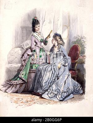 Jules David, Français, 1808-1892, Fashion Drawing No. 13, 1872, Aquarelle sur carton blanc, Total : 11 1/8 x 8 11/16 in. (28,2 x 22 cm Banque D'Images