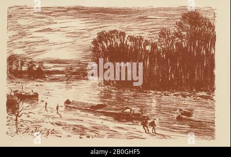 Alfred Sisley, Anglais, 1839–1899, le Loing près St. Mammès, 1896, Lithographe sur papier, image : 5 1/2 x 8 11/16 in. (14 x 22 cm Banque D'Images