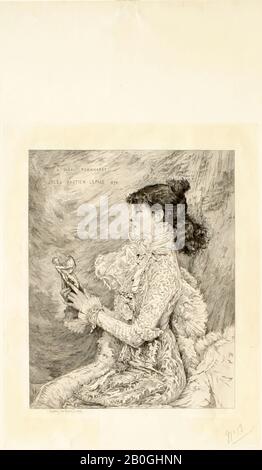 Eugène André Champollion, français, 1848–1901, Après Jules Bastien-Lepage, (français, 1848–1884), Portrait de Sarah Bernhardt, 1879, Etching et drypoint sur papier de houle, image : 9 7/8 x 7 13/16 in. (25,1 x 19,8 cm Banque D'Images