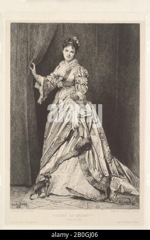 Léopold Flameng, français, 1831–1911, Après Carolus-Duran, (français, 1837–1917), Portrait de Madame..., 1870–1911, gravure sur papier de chine, Chine : 8 13/16 x 6 po. (22,4 x 15,2 cm Banque D'Images