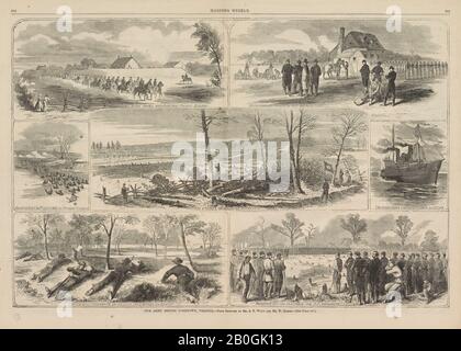 Alfred R. Waud, américain, 1828–1891, Après Winslow Homer, (américain, 1836–1910), Notre armée devant Yorktown, Virginie, De Harper's Weekly, vol. 6, 3 mai 1862, gravure sur papier journal, image : 13 11/16 x 20 11/16 in. (34,7 x 52,6 cm Banque D'Images