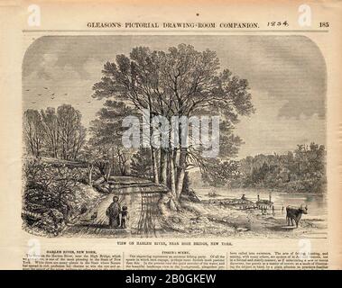 William Rickarby Miller, américain, 1818–1893, C. Minton, (américain, XIXe siècle), vue sur la rivière Harlem, près de High Bridge, New York, 1854, gravure en bois sur papier, image : 6 1/2 x 9 1/2 po. (16,5 x 24,2 cm Banque D'Images