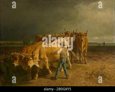 Constant Troyon, français, 1810–1865, labourage D'Oxen, 1860, huile sur toile, 38 1/4 x 51 1/8 in. (97,2 x 129,8 cm Banque D'Images