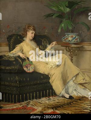 Gustave Léonard de Jonghe, belge, 1829–1893, Femme en jaune, c. 1875, huile sur panneau, 24 x 19 1/2 in. (61 x 49,5 cm Banque D'Images