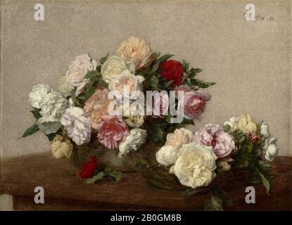 Henri Fantin-Latour, français, 1836–1904, roses dans un bol et Un Plat, 1885, huile sur toile, 18 1/16 x 24 13/16 po. (45,9 x 63 cm Banque D'Images