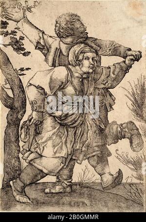 Hieronymus Hopfer, allemand, actif c. 1520–1530, Après Albrecht Dürer (allemand, 1471–1528), Peasant Couple danse, 1520–1550, gravure sur papier posé, image : 8 7/8 x 6 3/16 po. (22,6 x 15,7 cm Banque D'Images