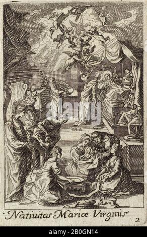 Après Jacques Callot, français, 1592–1635, Nativité de la Sainte Vierge, gravure sur papier mis, image: 2 9/16 x 1 3/4 in. (6,5 x 4,4 cm Banque D'Images