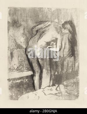 Hilaire-Germain-Edgar Degas, Français, 1834–1917, la sortie du bain, première plaque (Après le bain), ch. 1891–92, Lithographe noir sur papier vélin, cadre : 18 x 14 po. (45,7 x 35,6 cm Banque D'Images