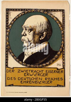 Franz von Stuck, allemand, 1863–1928, Portrait d'Otto von Bismarck, 1873–1928, Lithographe sur papier, image : 14 1/16 x 10 7/8 po. (35,7 x 27,7 cm) Banque D'Images