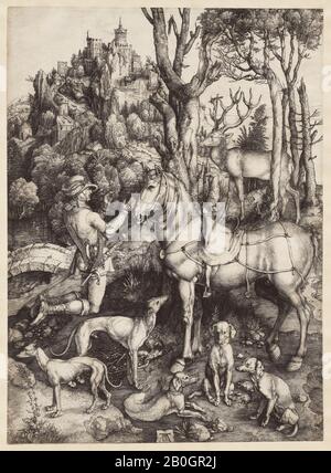 Albrecht Dürer, Allemand, 1471–1528, Saint Eustace, Ch. 1501, Gravure sur papier, image : 13 15/16 x 10 3/16 po. (35,4 x 25,9 cm Banque D'Images