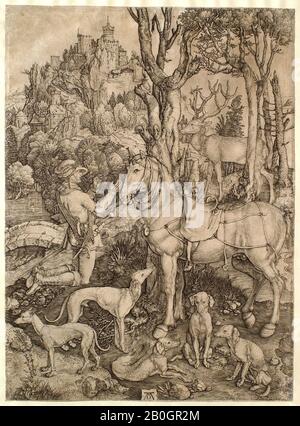 Albrecht Dürer, Allemand, 1471–1528, Saint Eustace, Ch. 1501, Gravure sur papier, image : 13 15/16 x 10 3/16 po. (35,4 x 25,9 cm Banque D'Images