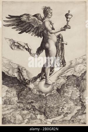 Albrecht Dürer, allemand, 1471–1528, Nemesis (The Great Fortune), 1501–1502, Gravure sur papier, image : 13 1/16 x 9 po. (33,2 x 22,9 cm Banque D'Images