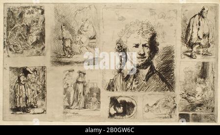Léopold Flameng, français, 1831–1911, Après Rembrandt van Rijn, (néerlandais, 1606–1669), douze Gravures, 1859, gravure sur papier ponté, image : 9 3/4 x 17 5/8 in. (24,8 x 44,7 cm Banque D'Images