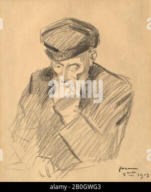 Jean Louis Forain, français, 1852–1931, Portrait de Pierre Auguste Renoir, Painter, 1905, Lithographe sur papier, image : 13 3/4 x 10 13/16 in. (35 x 27,5 cm Banque D'Images