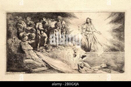 Salvatore Castiglione, italien, 1622–après 1676, La Levée de Lazarus, 1645, gravure sur papier posé, image: 4 7/16 x 8 3/8 po. (11,2 x 21,2 cm Banque D'Images