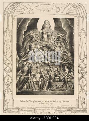 William Blake, Anglais, 1757–1827, Satan Devant le trône de Dieu, À Partir Des Illustrations du Livre du travail, 1825, Gravure sur la chine colée sur papier de cousse de crème, Chine : 8 x 6 1/16 in. (20,3 x 15,4 cm Banque D'Images